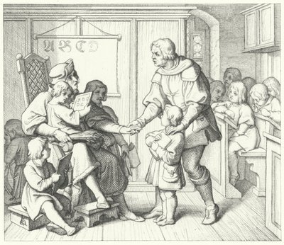Martin Luther in der Schule (Stich) von Gustav Ferdinand Leopold Konig