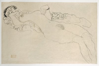 Weiblicher Akt nach links gewandt von Gustav Klimt
