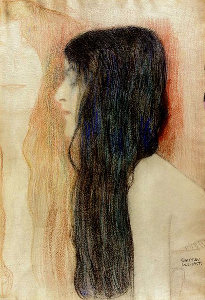 Mädchen mit langem Haar, 1898-99 von Gustav Klimt