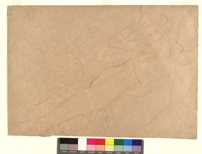 In einem Armsessel lehnender weiblicher Akt im Profil von Gustav Klimt