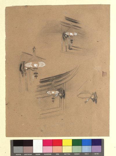 Studien zum "Zuschauerraum im Alten Burgtheater": Studien von vier Lampen von Gustav Klimt