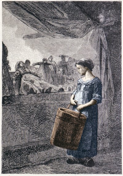 Cosette vor dem Spielzeugladen - in „Les Misérables“ von Victor Hugo, ill. von Brion, ed. Hetzel und Lacroix von Gustave Brion