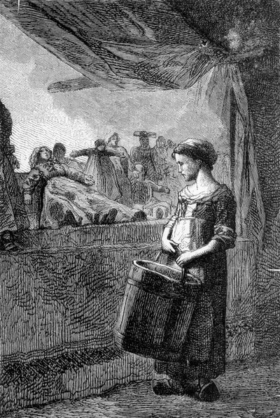 Cosette vor dem Spielzeugladen - in „Les Misérables“ von Victor Hugo, ill. von Brion, ed. Hetzel und Lacroix von Gustave Brion