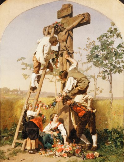 Das Heiligtum schmücken, 1854 von Gustave Brion
