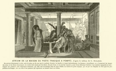 Atrium des antiken römischen Hauses des tragischen Dichters, Pompeji (Stich) von Gustave Clarence Rodolphe Boulanger