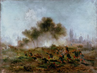 Pariser Kommune: Angriff auf einen Friedhof durch reguläre Truppen und Eroberung der Barrikaden im Mai 1871 von Gustave Clarence Rodolphe Boulanger