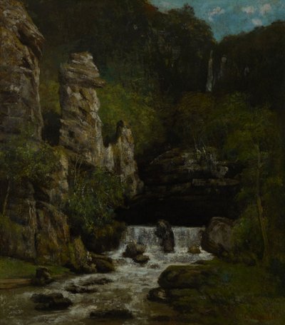 Landschaft mit Wasserfall von Gustave Courbet