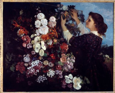 Die Frau mit Blumen oder das Gitter von Gustave Courbet