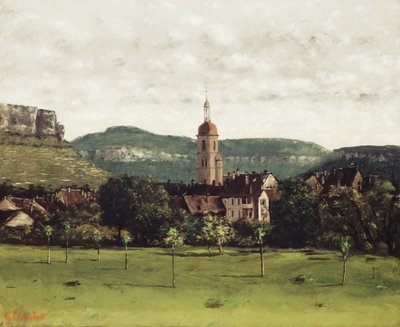 Blick auf Ornans und seinen Glockenturm, ca. 1858 von Gustave Courbet