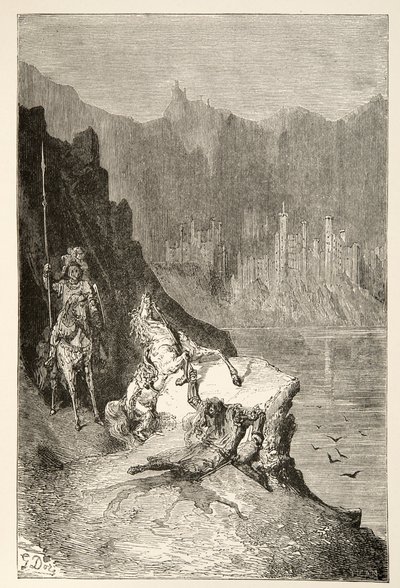 Balin erschlägt Sir Lanceor, aus Geschichten der Tage von König Artus von Charles Henry Hanson, veröffentlicht 1898 von Gustave Dore