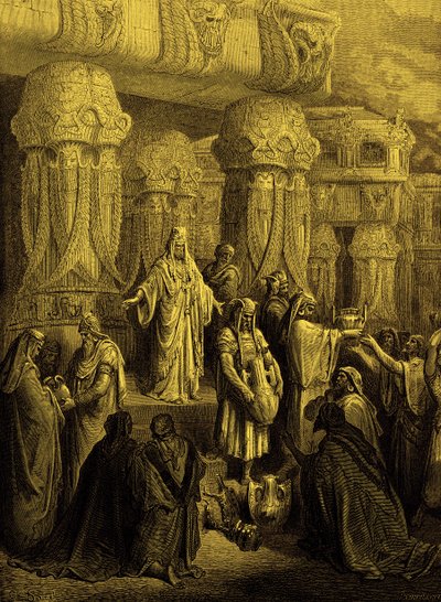 Kyros gibt die Gefäße an den Tempel zurück - Bibel von Gustave Dore