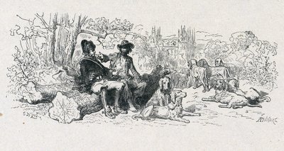 Fabel von La Fontaine "Der Wolf und der Hund" von Gustave Dore