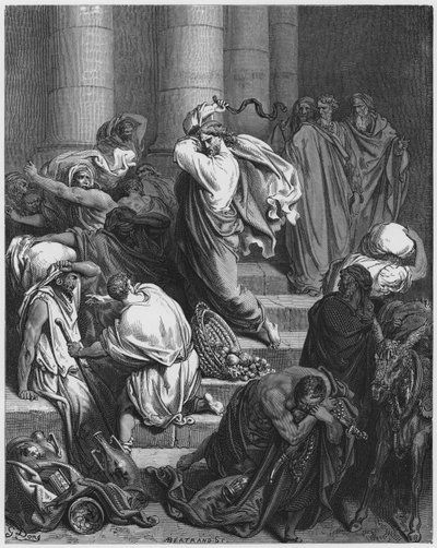 Gustave Doré Bibel: Die Käufer und Verkäufer aus dem Tempel vertrieben von Gustave Dore