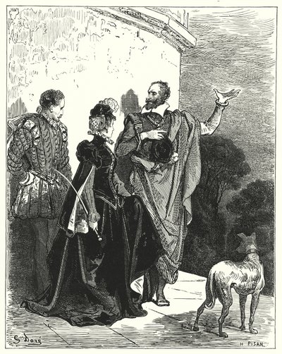 Gustave Dorés Don Quixote: "Er teilte dem Herzog und der Herzogin seine Gefühle mit und bat um Erlaubnis, abzureisen" von Gustave Dore