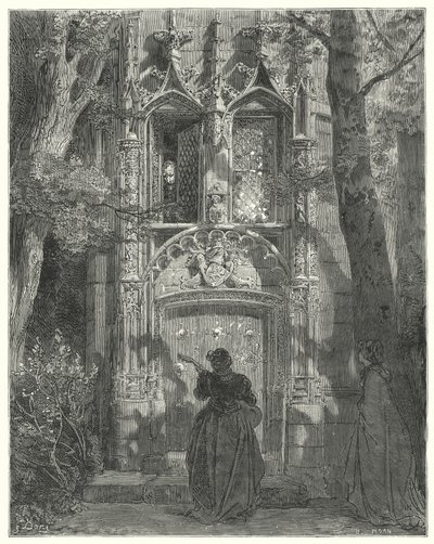 Hier beendete die umworbene Jungfrau ihr Lied (Illustration von Don Quixote) von Gustave Dore