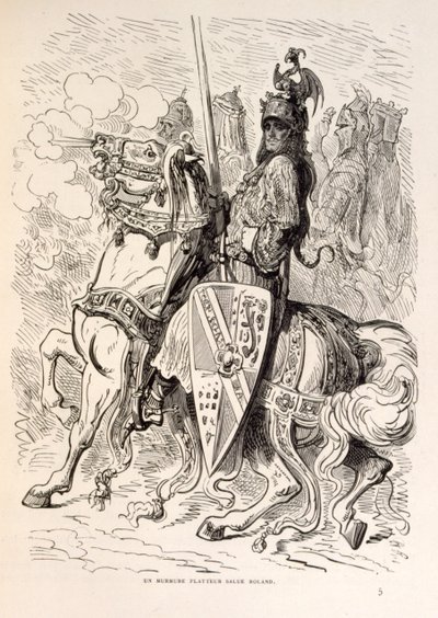 Illustration von Roland zu Pferd, aus La legende de Croque-Mitaine von Gustave Dore