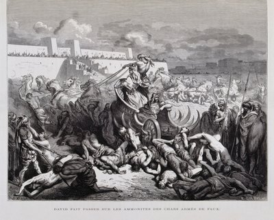 König David bestraft die Ammoniter, Illustration aus der Dore-Bibel von Gustave Dore