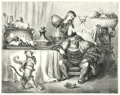 Le Maitre Chat ou le Chat Botté; Der gestiefelte Kater (Stich) von Gustave Dore