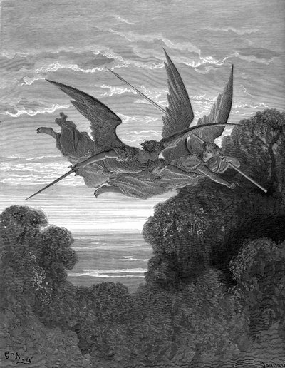 Das verlorene Paradies: Ithuriel und Zephon, von Doré von Gustave Dore