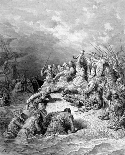 Richard Löwenherz befreit die Stadt Joppe - Gravur von Gustave Doré von Gustave Dore