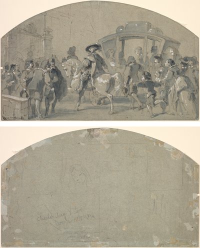 Straßenszene (recto); Skizzen (verso) von Gustave Dore