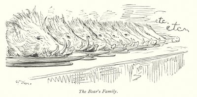 Die Familie des Wildschweins (Gravur) von Gustave Dore