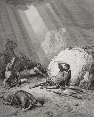 Die Bekehrung des St. Paulus, Apostelgeschichte 9:1-6, Illustration aus Dores 