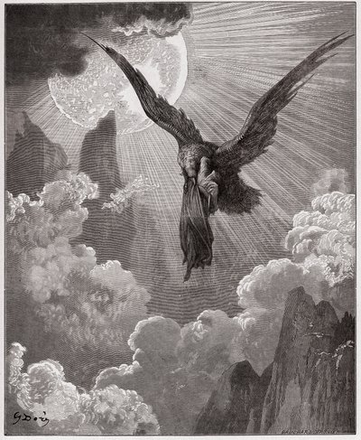 Die Göttliche Komödie (La Divina Commedia), Purgatorio, Gesang 9: Dante wird in einem Traum von einem Adler entführt - von Dante Alighieri (1265-1321) - Illustration von Gustave Doré (1832-1883) von Gustave Dore