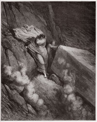 Die Göttliche Komödie, Inferno, Gesang 11: Das brennende Grab von Papst Anastasius II. - von Dante Alighieri (1265-1321) - Illustration von Gustave Doré (1832-1883) von Gustave Dore