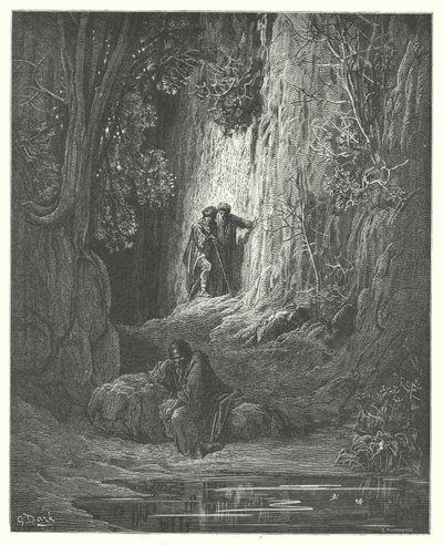 Die Fabeln von La Fontaine: Der Schiedsrichter, Almosenier und Einsiedler von Gustave Dore