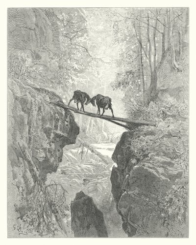 Die Fabeln von La Fontaine: Die zwei Ziegen von Gustave Dore