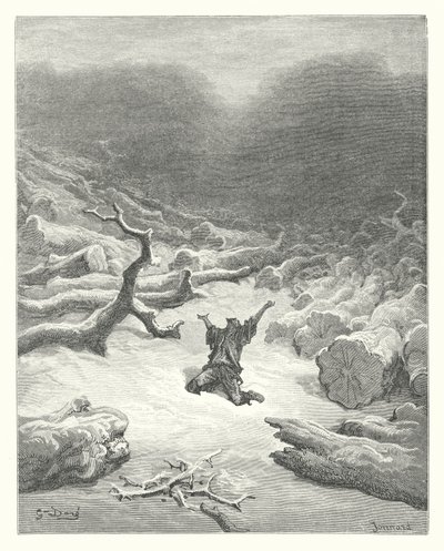 Die Fabeln von La Fontaine: Der Holzfäller und Merkur von Gustave Dore