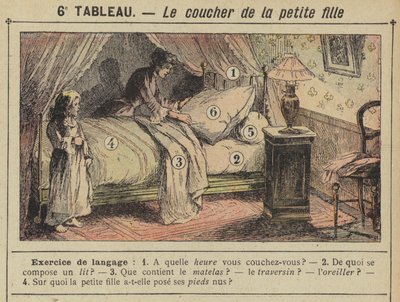 Das Zubettgehen des kleinen Mädchens (Farblithografie) von Gustave Fraipont