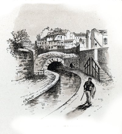 Blick auf die Bièvre bei den Gobelins, Paris, aus „La Seine à travers Paris“ von Saint-Juirs von Gustave Fraipont