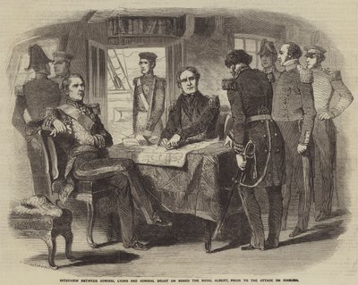 Interview zwischen Admiral Lyons und Admiral Bruat an Bord der Royal Albert, vor dem Angriff auf Kinburn von Gustave Janet