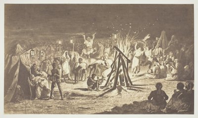 Ohne Titel [Gemälde der Lagerfeuer im Camp de Chalons von Bénédict Masson], 1857 von Gustave Le Gray