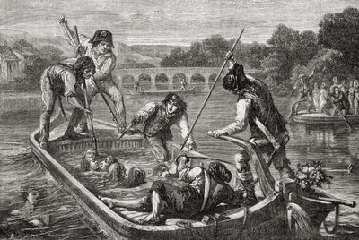 Das Ertrinken in der Loire während der Schreckensherrschaft von H. de la (after) Charlerie