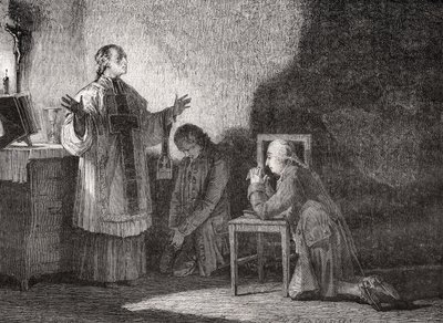 Ludwig XVI. (1754-93) beim Gebet vor seiner Hinrichtung von H. de la Charlerie