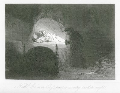 Straßen von London: Nathaniel Crosier, Esq, verbringt eine sehr unruhige Nacht (Stich) von Hablot Knight (1815 92) Browne