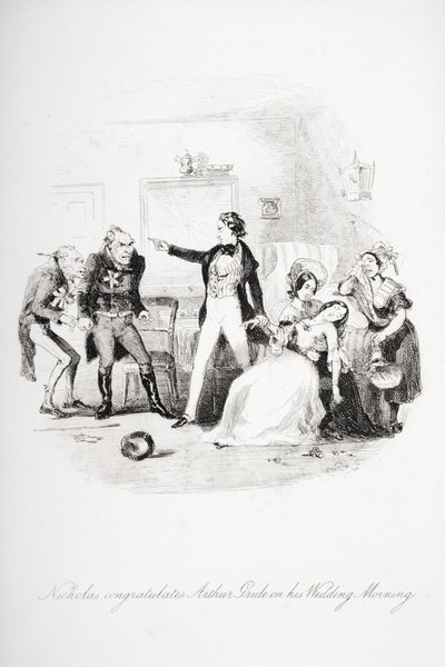 Nicholas gratuliert Arthur Gride am Hochzeitsmorgen, Illustration aus 