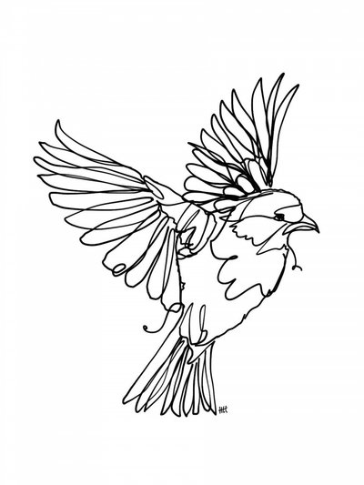 Fliegender Vogel Linienkunst von Hanna Lee Tidd