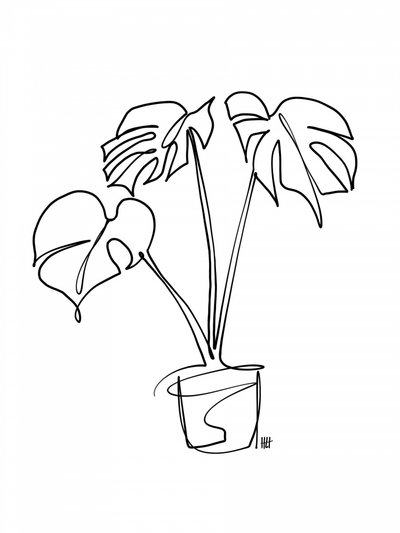 Monstera Linienkunst von Hanna Lee Tidd