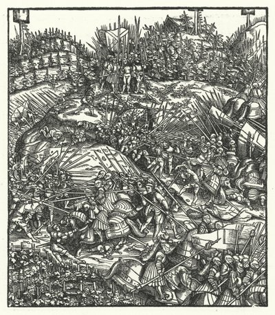 Erzherzog Maximilian von Österreich und seine Armee kämpfen gegen die Franzosen von Hans (after) Burgkmair