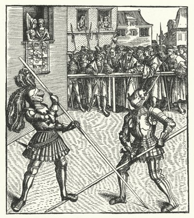 Erzherzog Maximilian von Österreich kämpft zu Fuß mit einer Lanze von Hans (after) Burgkmair