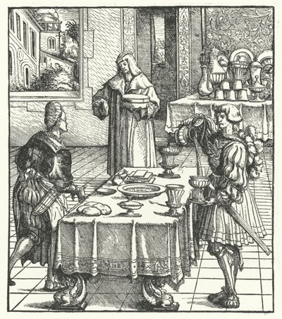 Erzherzog Maximilian von Österreich lernt die Kochkunst von Hans (after) Burgkmair