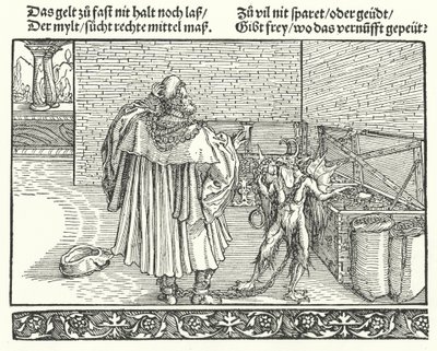 Der Dämon der Habgier von Hans (after) Burgkmair