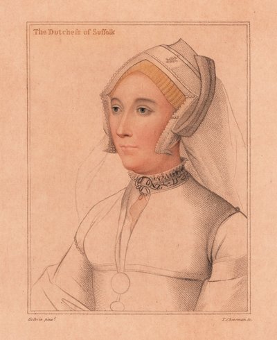 Catherine Brandon, Herzogin von Suffolk, 1812 (Gravur) von Hans (after) Holbein the Younger