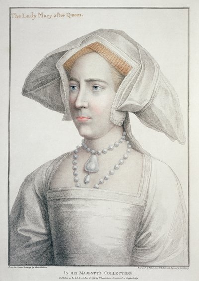 Porträt der Lady Mary nach Queen (1516-58) graviert von Francesco Bartolozzi (1727-1815) 1796 von Hans (after) Holbein the Younger