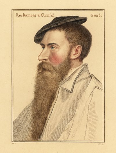William Reskimer, Höfling von König Heinrich VIII., 1812 (Gravur) von Hans (after) Holbein the Younger