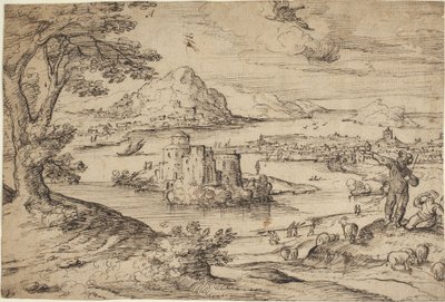 Landschaft mit dem Sturz des Ikarus von Hans Bol